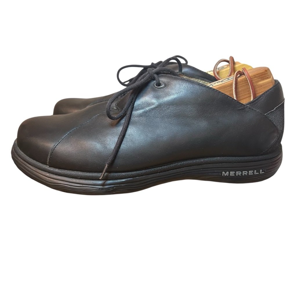 Merrell Topo Smooth Black Leather Shoes Mens‎ US 11.5 Performance Footwear READ